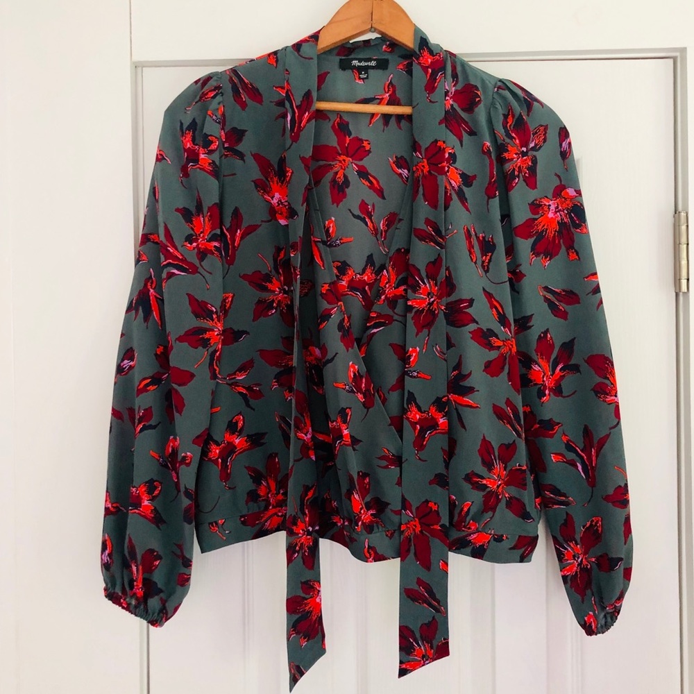 Madewell top tie neck